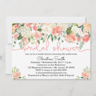 Invitaciones a la ducha de novias con flores de co