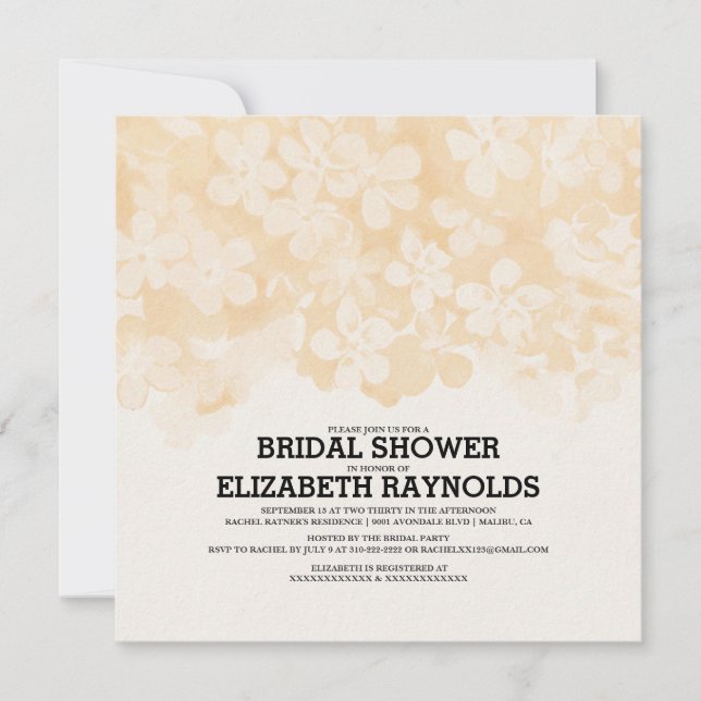 Invitaciones a la ducha de novias con flores de me (Anverso)