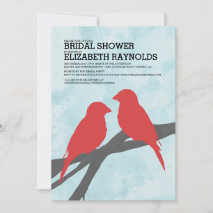 Invitaciones a la ducha de novias con pájaro rojo 