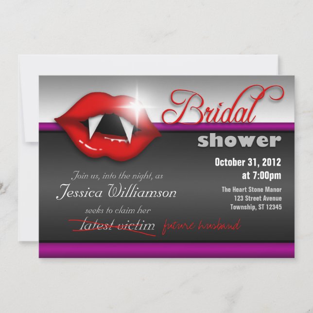 Invitaciones a la ducha de novias con vampiros de  (Anverso)