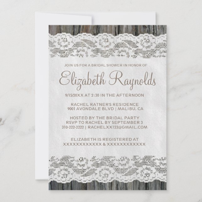 Invitaciones a la ducha de novias de barril de árb (Anverso)