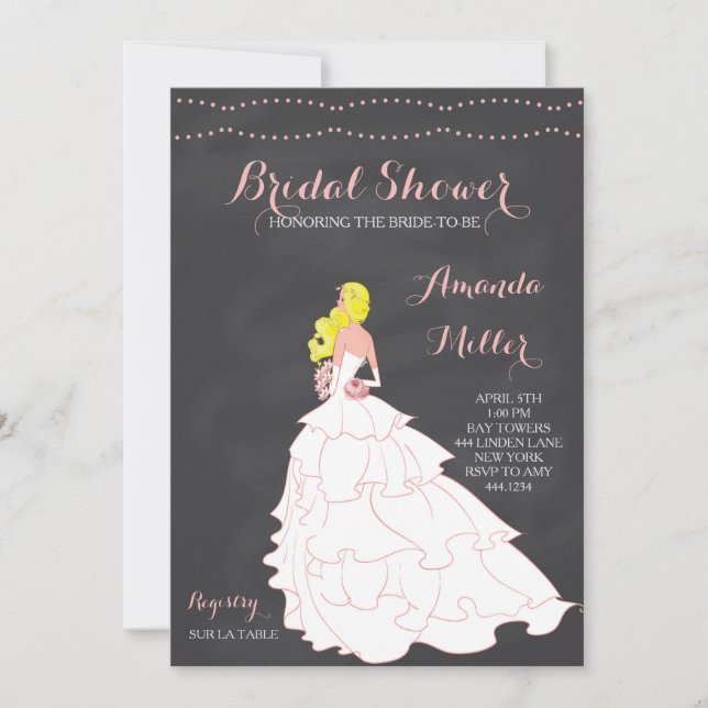 Invitaciones a la ducha de novias de Bride Chalkbo (Anverso)