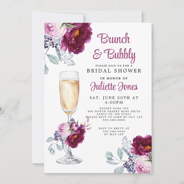Invitaciones a la ducha de novias de brunch y burb (Anverso)