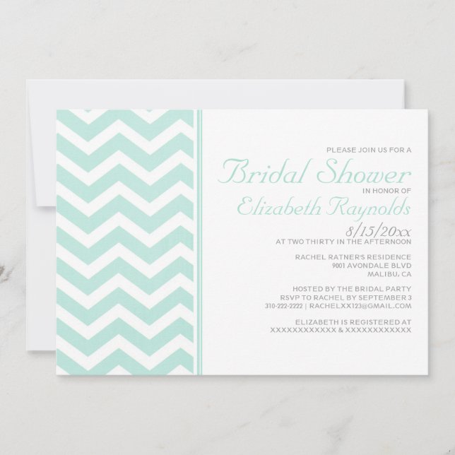 Invitaciones a la ducha de novias de Chevron Zigza (Anverso)
