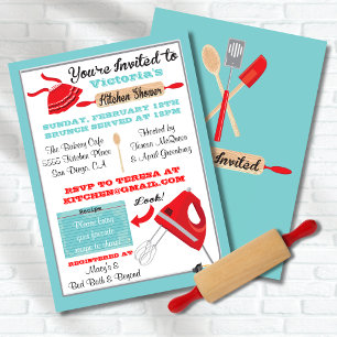 Invitaciones a la ducha de novias de cocina retro