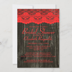 Invitaciones a la ducha de novias de color rojo y 