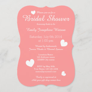 Invitaciones a la ducha de novias de corazón blanc