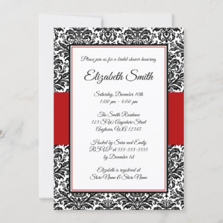 Invitaciones a la ducha de novias de Damasco negro