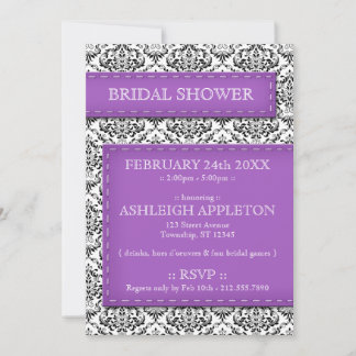 Invitaciones a la ducha de novias de Damask con pú