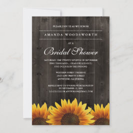 Invitaciones a la ducha de novias de girasol rústi