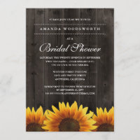 Invitaciones a la ducha de novias de girasol rústi