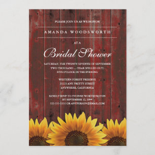 Invitaciones a la ducha de novias de girasol rústi