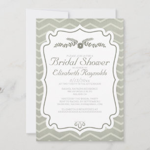 Invitaciones a la ducha de novias de Ivory Chevron