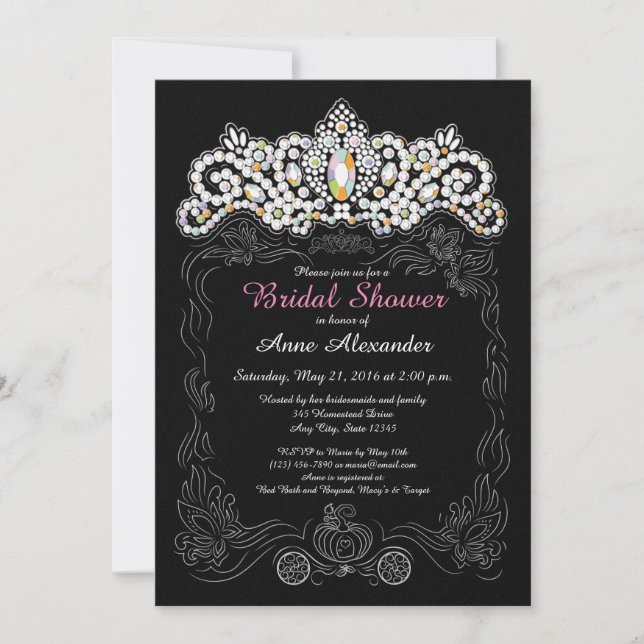 Invitaciones a la ducha de novias de la princesa D (Anverso)