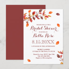 Invitaciones a la ducha de novias de la rama otoño