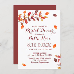 Invitaciones a la ducha de novias de la rama otoño