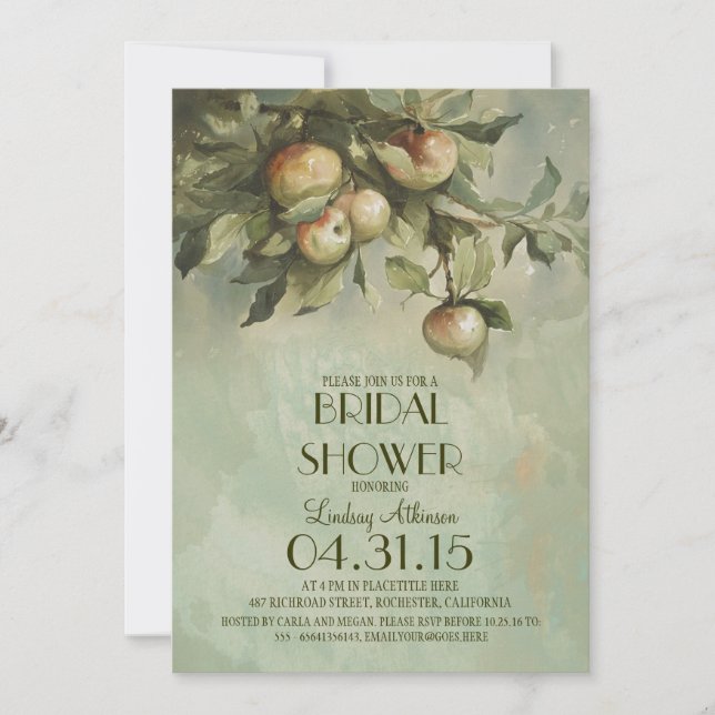 Invitaciones a la ducha de novias de manzanas anti (Anverso)
