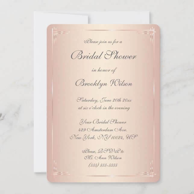 Invitaciones a la ducha de novias de Rubor con ele (Anverso)