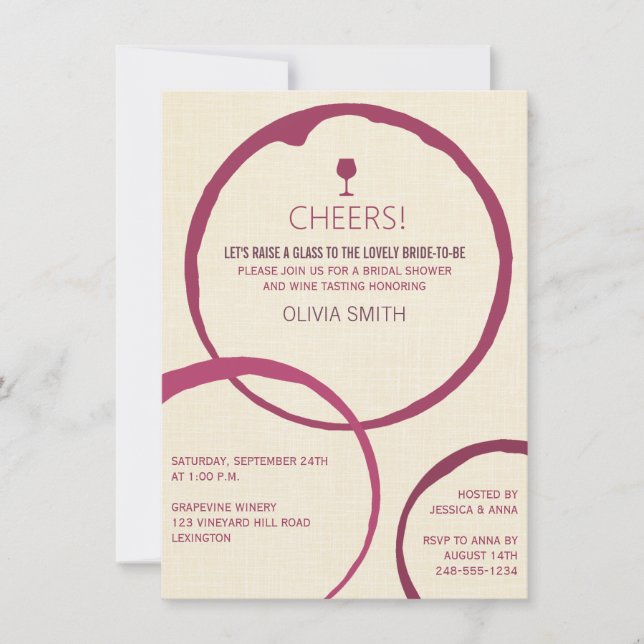 Invitaciones a la ducha de novias de Wine Stain Ri (Anverso)
