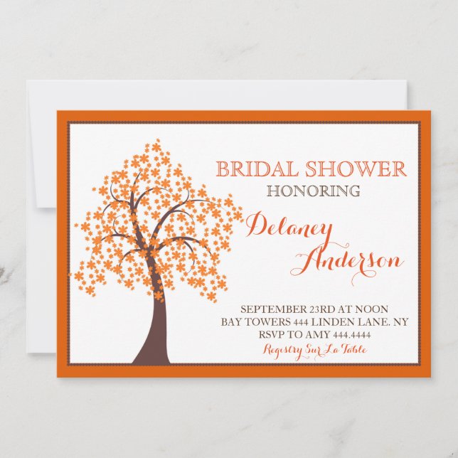 Invitaciones a la ducha de novias del Árbol de oto (Anverso)