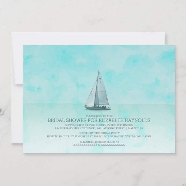 Invitaciones a la ducha de novias en barco caprich (Anverso)