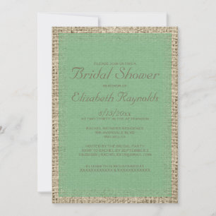 Invitaciones a la ducha de novias en Burlap Verde