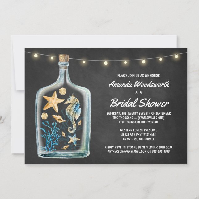 Invitaciones a la ducha de novias en el tablero ná (Anverso)