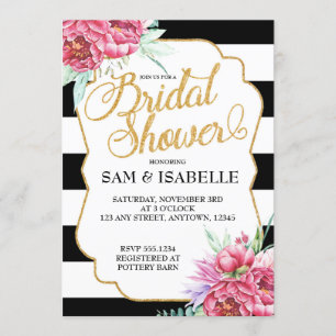 Invitaciones a la ducha de novias en franja blanca