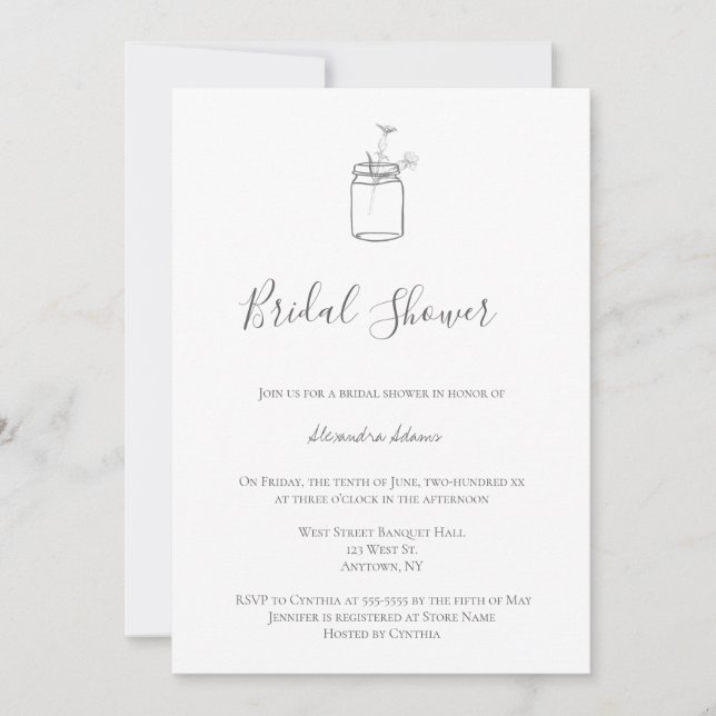 Invitaciones a la ducha de novias en frasco de mas (Anverso)