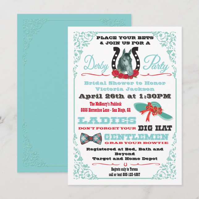 Invitaciones a la ducha de novias en la Carreras d (Anverso / Reverso)