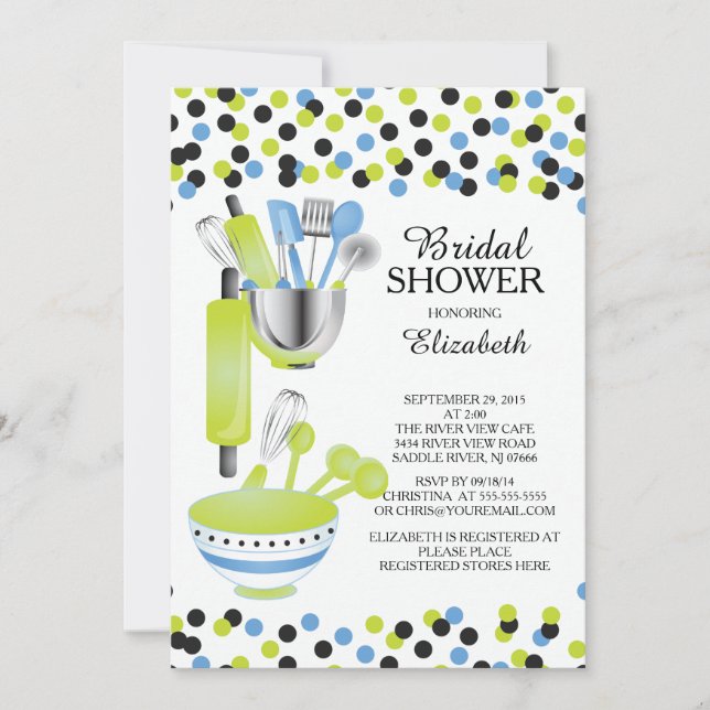 Invitaciones a la ducha de novias en la cocina mod (Anverso)