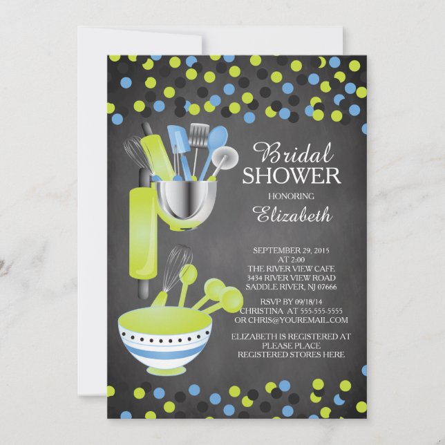 Invitaciones a la ducha de novias en la cocina mod (Anverso)