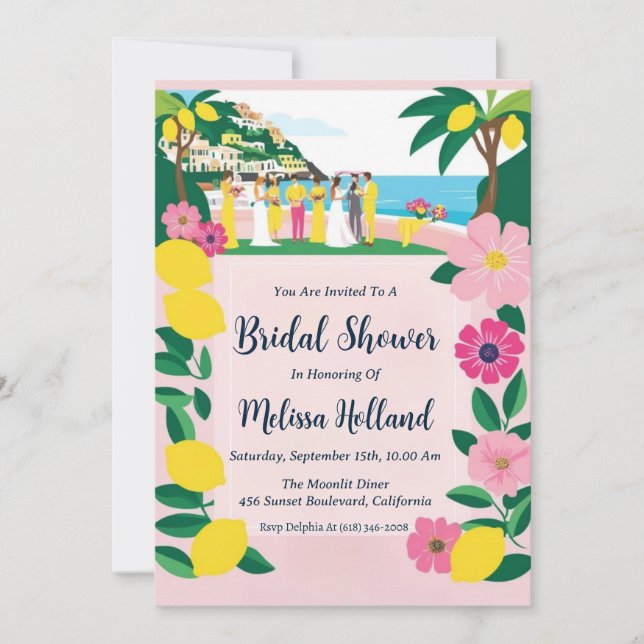 invitaciones a la ducha de novias en la costa amal (Anverso)
