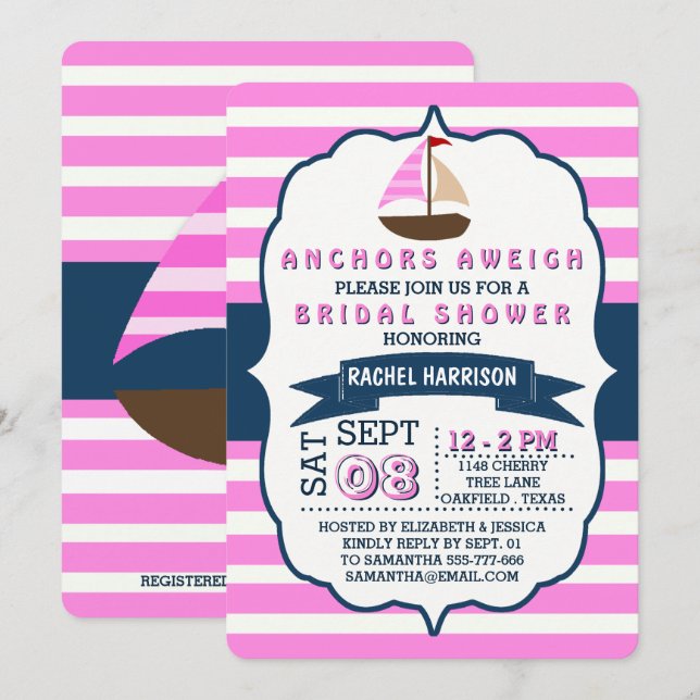 Invitaciones a la ducha de novias en la playa de N (Anverso / Reverso)