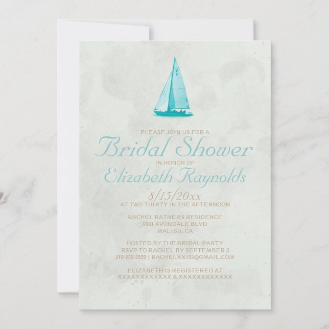 Invitaciones a la ducha de novias en los barcos ru (Anverso)
