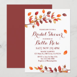 Invitaciones a la ducha de novias en otoño de hoja