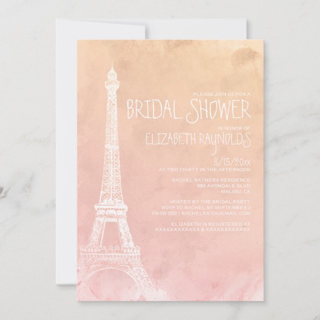 Invitaciones a la ducha de novias en París antigua (Anverso)