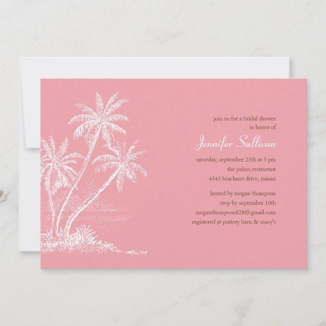 Invitaciones a la ducha de novias en Playa Rosa (Anverso)