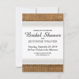 Invitaciones a la ducha de novias en yute y encaje
