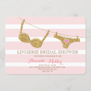 Invitaciones a la ducha de novias Gold y Pink Ling