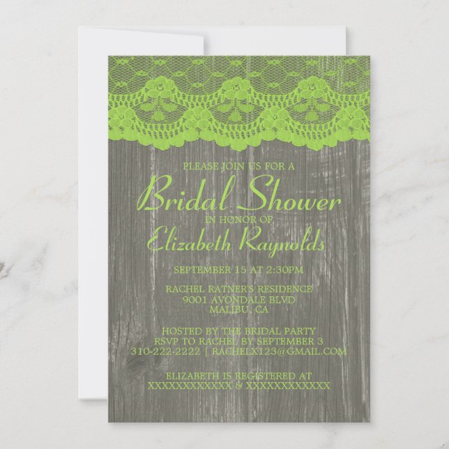 Invitaciones a la ducha de novias Lime Green Count (Anverso)