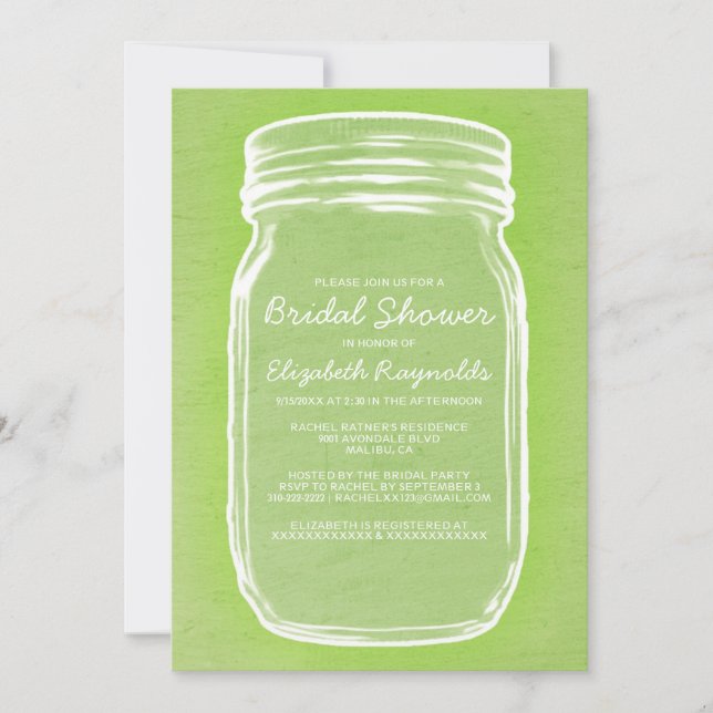 Invitaciones a la ducha de novias Lime Green Mason (Anverso)
