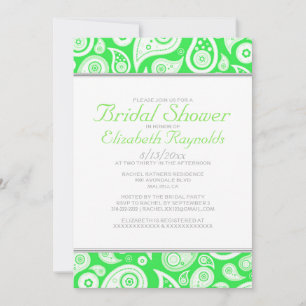 Invitaciones a la ducha de novias Lime Green Paisl
