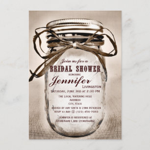 Invitaciones a la ducha de novias Mason Jar