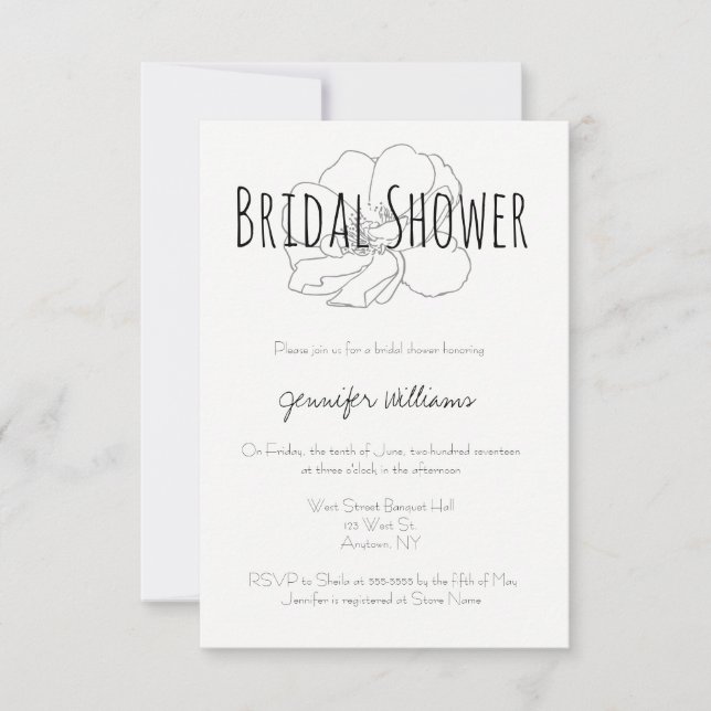 Invitaciones a la ducha de novias modernas de rosa (Anverso)