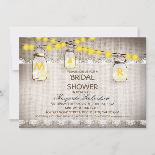 invitaciones a la ducha de novias por burlap y mas (Anverso)