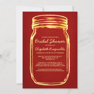 Invitaciones a la ducha de novias Red & Gold Mason