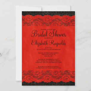Invitaciones a la ducha de novias rojas y negras r