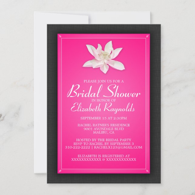 Invitaciones a la ducha de novias rosadas (Anverso)