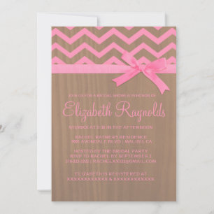 Invitaciones a la ducha de novias rustica Chevron 